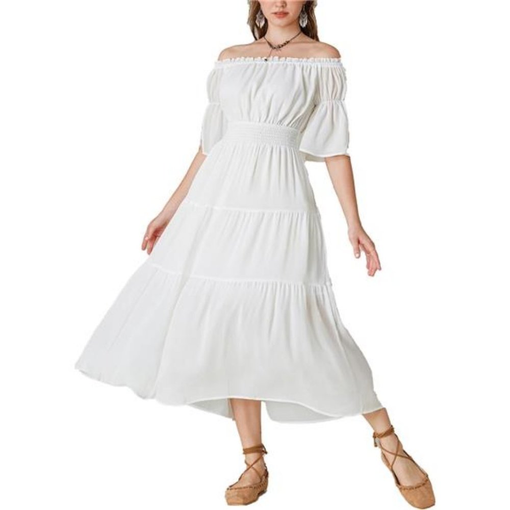 Renaissance Dress Women Maxi Tiered Flowy Long Dresses Cottage core Dress